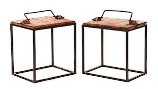 Pair of Reclaimed Silo Door Side Tables