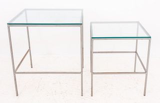 Post Modern Metal and Glass Nesting Tables, 2