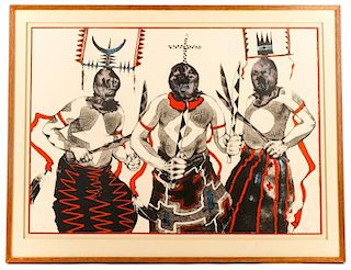 Paul Pletka, "Apache Gan Dancer", Lithograph