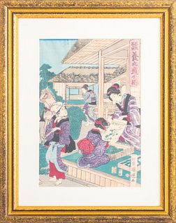 Utagawa Kuniteru, "Silk Farming" Ukiyo-E Print