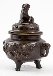 Chinese Diminutive Patinated Bronze Censer