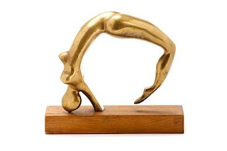 Liliana Radicevich, "Tumbling Nude", Gilt Bronze