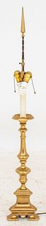 Bronze Church Candelabra Candlestick Mounted Lamp