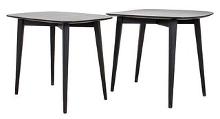 Modernist Matte Black Occasional Tables, Pair