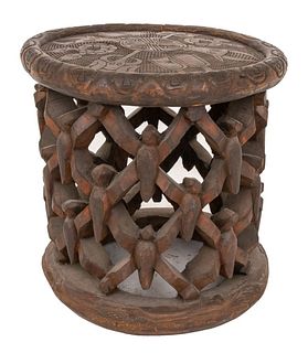 Bamileke Carved Wooden Stool