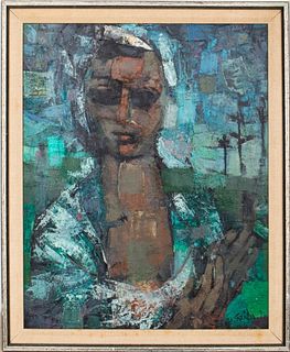 Robert J. Cariola 'Cubist Portrait' Oil on Panel
