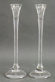Claus Josef Riedel Crystal Candle Stick, Pair