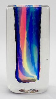 Rainbow Flash Ice Form Vase, 1980s