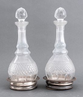 German Crystal Cut Carafe With Stopper And Base, 2