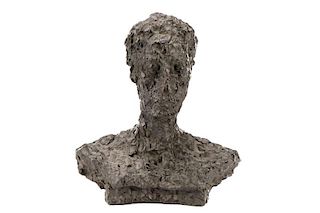 American, "Long Faced Man", Bronze Sculpture