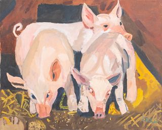 Sarah A. Binder, "Pigs" Oil on Canvas, March1989