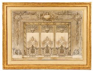 French, "Elaborate Entrance", Drawing, 19th C.