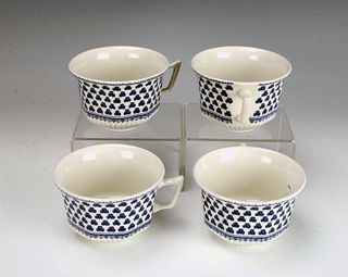 4 ADAMS ENGLISH IRONSTONE BLUE CLOVER TEA CUPS