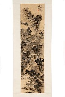 Xian Qian Hanging Scroll Painting, Mountain View