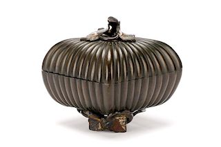 Ming Dynasty Bronze & Enamel Gourd Form Censer