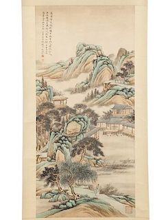 Hufan Wu, Qing Dynasty Landscape Scroll Painting