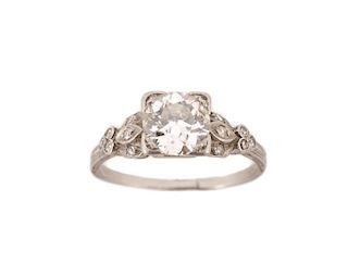 Platinum & Old European Diamond Engagement Ring