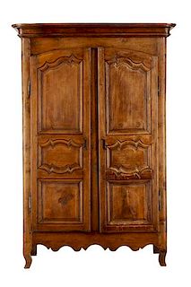 French Provincial Two Door Oak Armoire