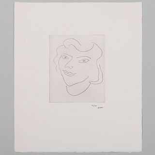 Henri Matisse (1869-1954): Visage triangulaire, mÃ¨che en forme de volutÃ©