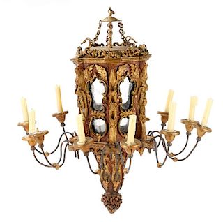 Venetian Baroque Style Painted & Gilt Lantern