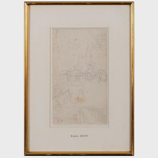 Raoul Dufy (1877-1953): Etude de chevaux et bateaux