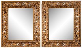 Pair Italian Baroque Style Acanthine Gilt Mirrors