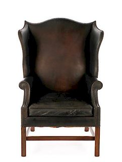 English Regency Style Walnut Wingback Armchair