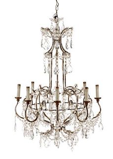 Italian Iron And Crystal Chandelier, 19th C.