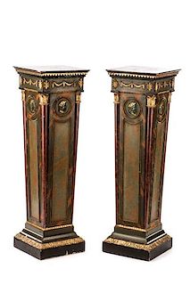 Pair of Polychromed Neoclassical Style Pedestals