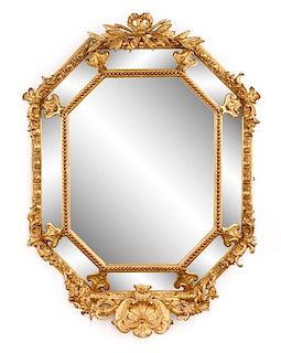 Neoclassical Giltwood & Gesso Cushion Mirror