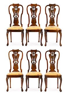Set of 6 Continental Queen Anne Style Side Chairs