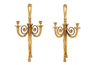 Pair French Neoclassical Style Gilt Bronze Sconces