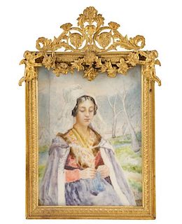 Manner Of Barnard "Portrait of Dutch Girl" Oil