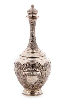 Dutch .833 Silver Repoussé Lidded Bottle, c. 1867