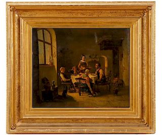 Dutch School, "Early Supper", Oil On Canvas