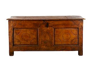Large Stained and Carved Oak Blanket Chest