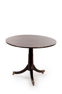 English Round Mahogany Tilt Top Table, 19th C.
