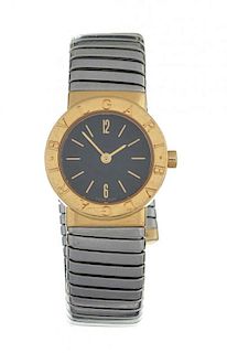 Bvlgari Gold & Steel Wrist Watch In Box.