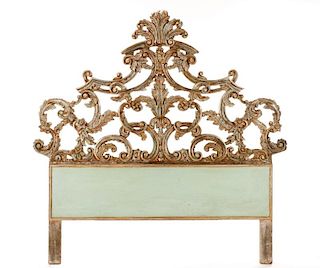 Venetian Baroque Style Parcel Gilt Queen Headboard