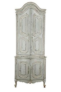 Painted French Provincial Style Corner Cabinet