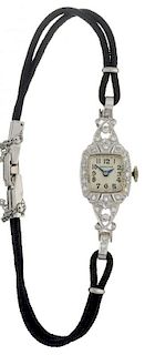 Hamilton Platinum & Diamond Ladies Wrist Watch