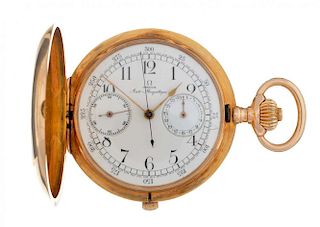 An 18kt Gold Chronograph Pocket Watch, Omega