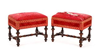 Pair, William and Mary Style Turned Footstools