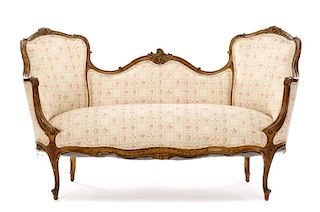 French Rococo Style Carved Giltwood Settee