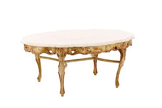 Continental Rococo Style Marble Top Coffee Table
