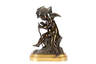 19th C. Continental Bronze, Eros with Bow & Torch