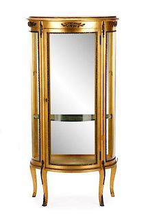 Continental Three Tiered Gold and Glass Vitrine