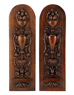 Pair, Carved Mahogany Neoclassical Relief Panels