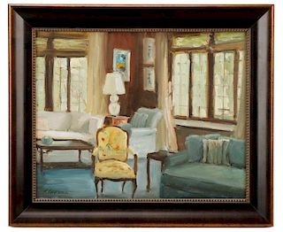 Karen Lawrence, "Parlor Room with Yellow Armchair"