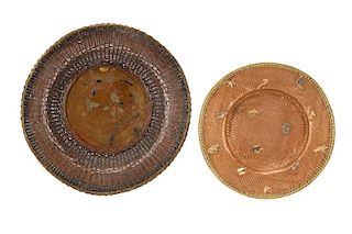 Group of 2 Meiji Pd. Japanese Woven Bronze Dishes